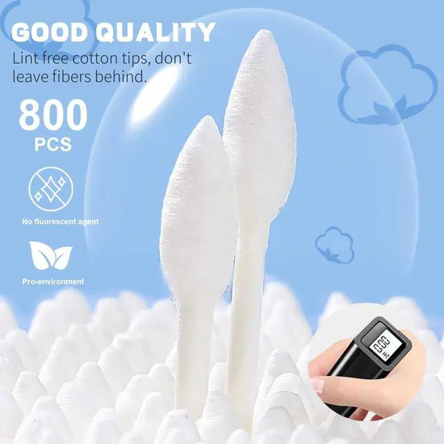 Alt view image 3 of 7 - Pointed Tip Cotton Swabs, 800 Count Double Precision Tips with Paper Stick, Cotton Buds for Makeup, Personal Care, Crafts