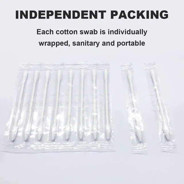 Alt view image 6 of 6 - Individually Wrapped Double Tipped Cotton Swabs, Travel Size - Pointed & Round Tip, For Ear, Makeup & Cleaning (200 Count)