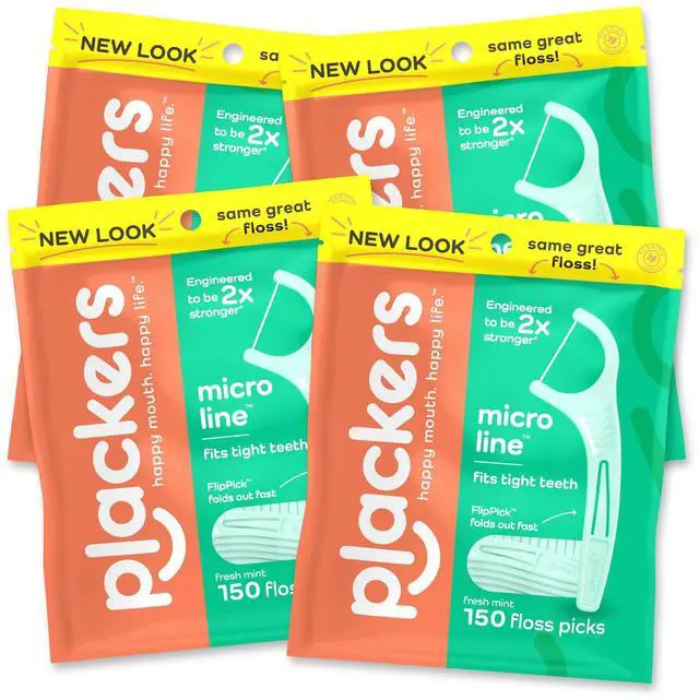 Main image of Micro Mint Dental Flossers, Fold-Out Toothpick, Super Tuffloss, Easy Storage with Sure-Zip Seal, Fresh Mint Flavor, 150 Count (Pack of 4)