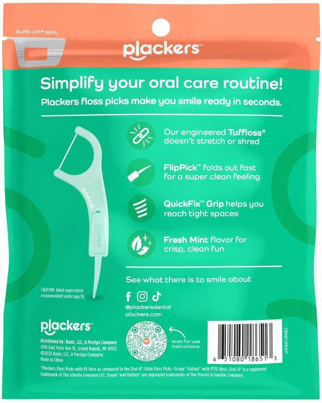 Alt view image 7 of 7 - Micro Mint Dental Flossers, Fold-Out Toothpick, Super Tuffloss, Easy Storage with Sure-Zip Seal, Fresh Mint Flavor, 150 Count (Pack of 4)