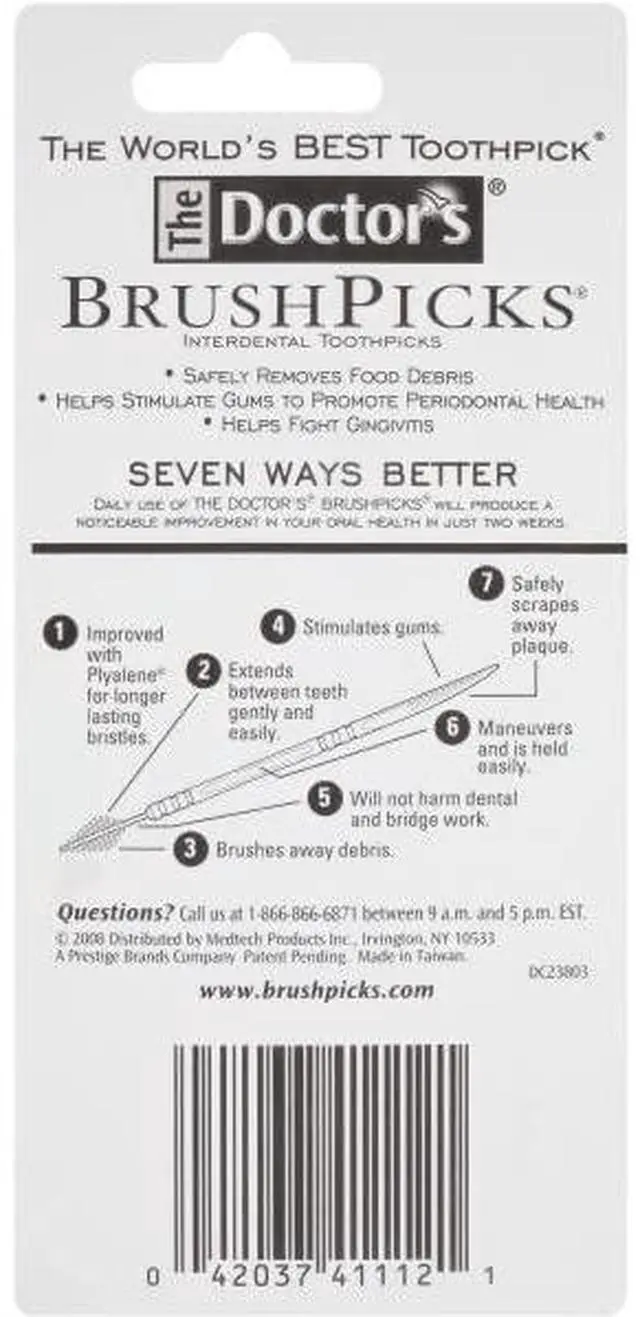 Alt view image 2 of 4 - The Doctor's BrushPicks Interdental Toothpicks | 120-Picks per pack | (6-Pack)
