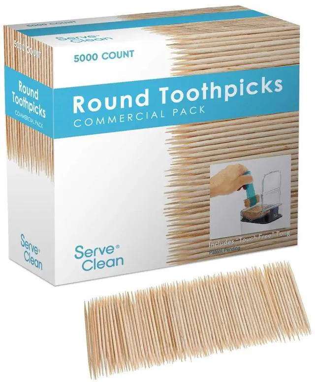 Main image of 5000 Count White Birch Wood Double Point Toothpicks (NOT Bamboo)