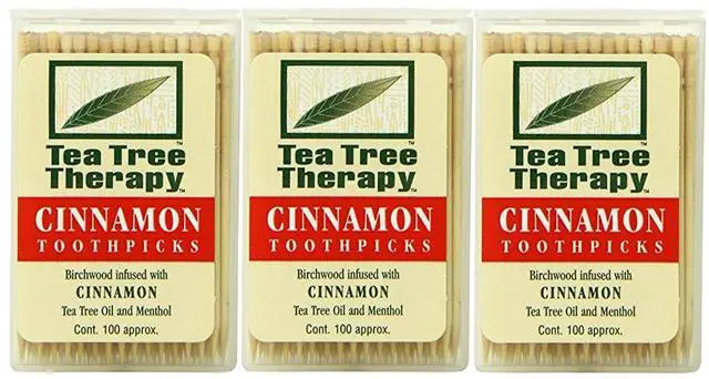 Main image of Tea Tree Therapy Toothpicks, Cinnamon, 100 Count (3-Pack)
