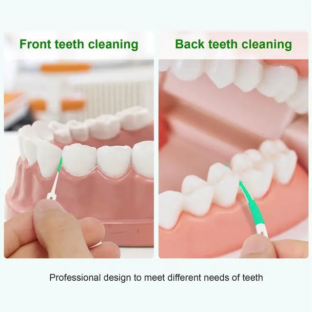 Alt view image 3 of 6 - 444PCS Dental Picks for Teeth Cleaning Health,Dual-Use Toothpicks and Angled Disposable Interdental Brushes, Green