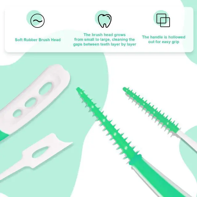 Alt view image 4 of 6 - 444PCS Dental Picks for Teeth Cleaning Health,Dual-Use Toothpicks and Angled Disposable Interdental Brushes, Green