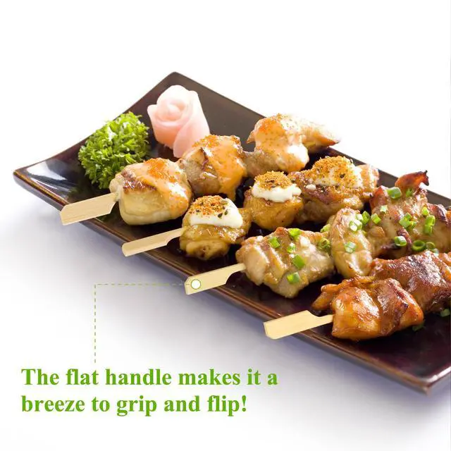 Alt view image 3 of 7 - 300PCS Cocktail Picks Bamboo Skewers for Appetizers, Paddle Wooden Skewers, Fancy Flat Toothpicks for Appetizers, 4.7 IN Bamboo Sticks for Party Sandwich Fruit Charcuterie Boards Accessories
