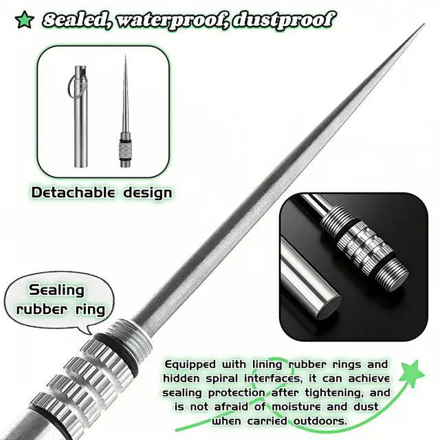Alt view image 3 of 7 - Portable Titanium Toothpick, Multi-Functional Reusable Stainless Steel Toothpick for Camping, Hiking, Travel & Home - Extendable, Waterproof, Rust-Proof, Easy Clean Dental Pick & Fruit Pick (Silver)
