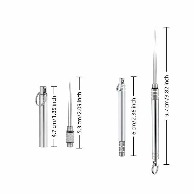 Alt view image 7 of 7 - Portable Titanium Toothpick, Multi-Functional Reusable Stainless Steel Toothpick for Camping, Hiking, Travel & Home - Extendable, Waterproof, Rust-Proof, Easy Clean Dental Pick & Fruit Pick (Silver)