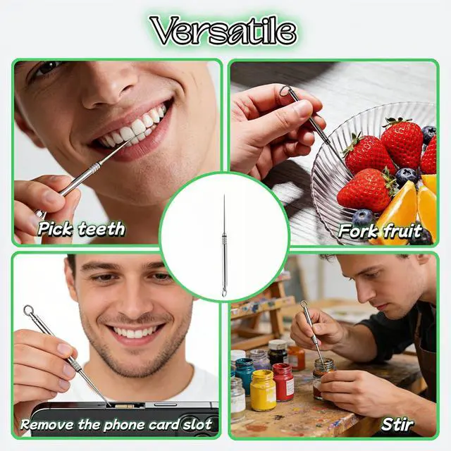 Alt view image 6 of 7 - Portable Titanium Toothpick, Multi-Functional Reusable Stainless Steel Toothpick for Camping, Hiking, Travel & Home - Extendable, Waterproof, Rust-Proof, Easy Clean Dental Pick & Fruit Pick (Silver)