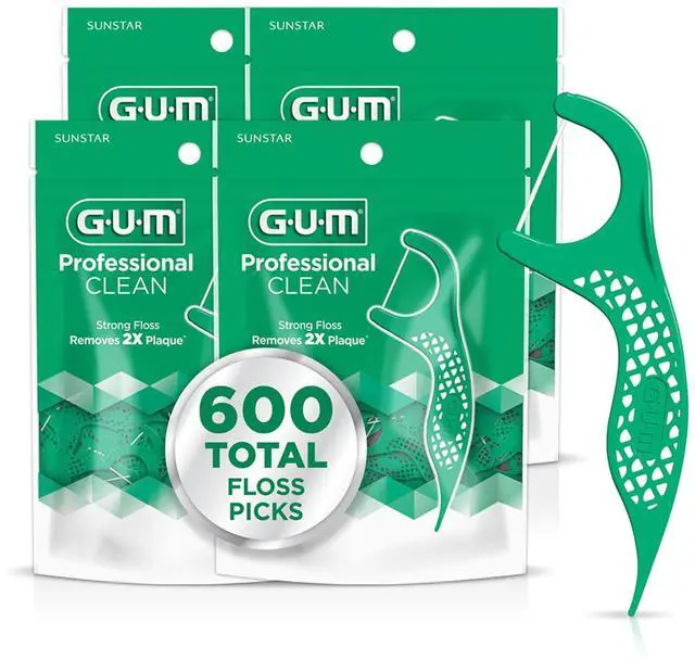 Main image of Professional Clean Dental Floss Picks, Extra-Strong Shred-Resistant Floss with Easy-Grip Handle, Fresh Mint Flavor, 150 Count (Pack of 4) 600 Total