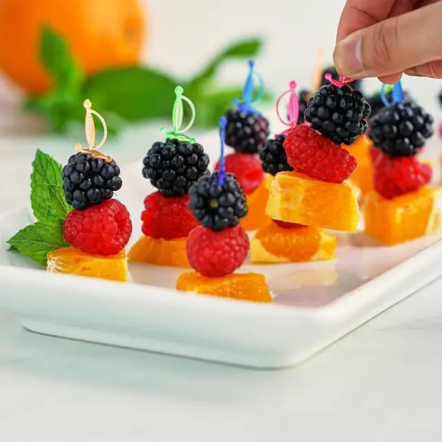 Alt view image 5 of 7 - True Spear Appetizer Picks, Mini Sword Toothpicks Plastic, Cocktail Swords Skewers for Drinks, Desserts Birthday Party Supplies, Set of 50, Multicolor