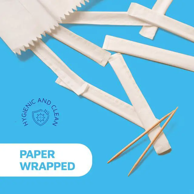 Alt view image 2 of 6 - Individually Paper Wrapped Toothpicks | Eco-Friendly Bulk Pack of 1000 Wooden Food Safe Fruit Pick for Appetizers Cocktail Barbecue & Party | Double Pointed Tooth Picks for Teeth Cleaning
