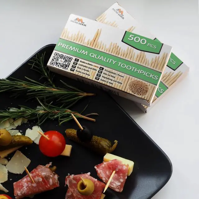 Alt view image 4 of 7 - 1000 Pcs Bamboo Toothpicks - Double Pointed Wooden Picks - For Personal Hygiene, Appetizer Skewers, Cocktail Sticks, Toothpick or Arts & Crafts