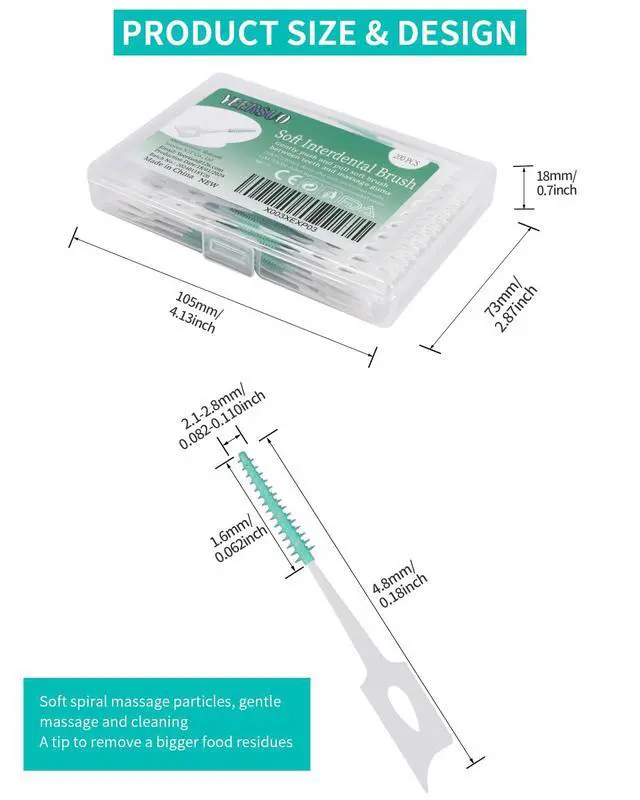 Alt view image 2 of 6 - 200 PCS Soft Dental Floss Picks, Dental Picks with case, Toothpicks Brush Between Teeth, Tooth Flossing Brush Disposable for Cleaning, Toothbrush Clean Tool, Green Color