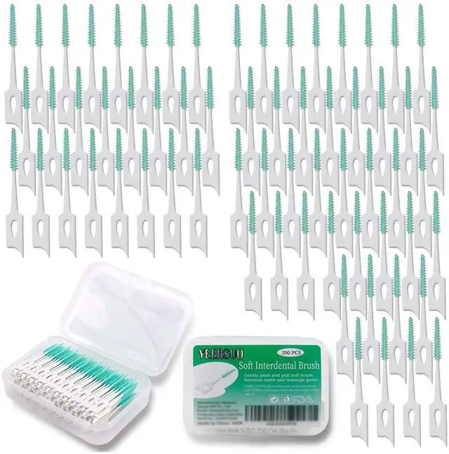 Main image of 200 PCS Soft Dental Floss Picks, Dental Picks with case, Toothpicks Brush Between Teeth, Tooth Flossing Brush Disposable for Cleaning, Toothbrush Clean Tool, Green Color