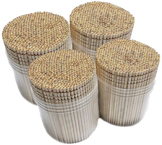 Main image of Wooden Toothpicks 2000 Pieces Ornate Handle with Toothpick Holder Container 4 Packs of 500