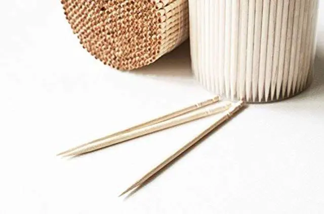 Alt view image 2 of 7 - Wooden Toothpicks 2000 Pieces Ornate Handle with Toothpick Holder Container 4 Packs of 500