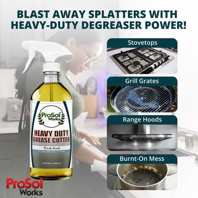 Alt view image 2 of 7 - Degreaser Cleaner Heavy Duty Cleaning Spray 16 oz - Kitchen Cleaner for Stubborn Splatters, Stove Top, Grill, Drip Pans, & Oven Cleaner - Safe on All Surfaces - Fresh Scent