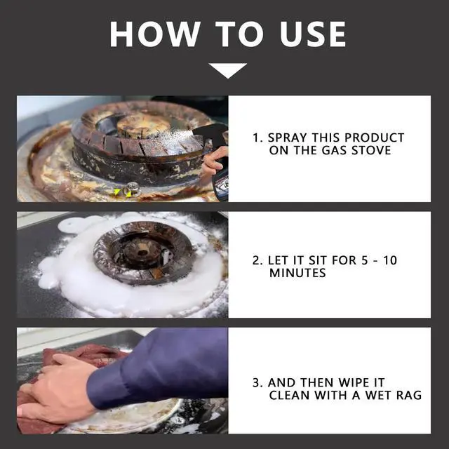 Alt view image 5 of 7 - 120ML Gas Range Cleaner Degreaser,Effective Clean Up Kitchen Oil Stains,Grease & Grime Remover, Kitchen Cooktop Cleaning Spray