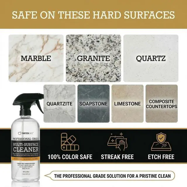 Alt view image 3 of 7 - Multi-Surface Cleaner for Kitchen, Home and Bath - Cleans All Countertops, Stainless Steel, Glass, Floor and Tile - 16oz Spray Bottle