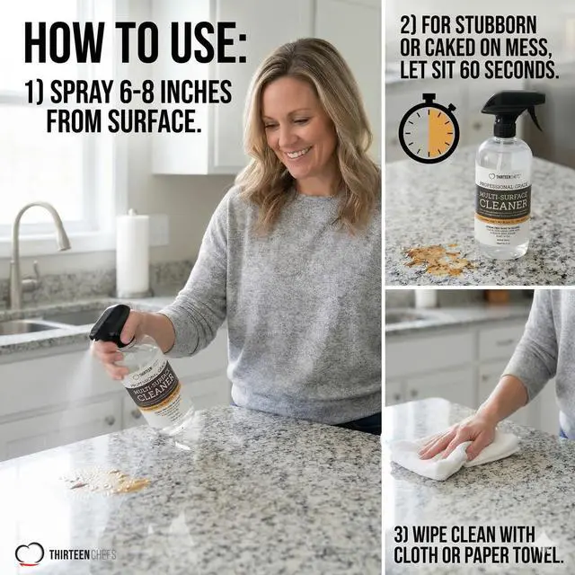 Alt view image 7 of 7 - Multi-Surface Cleaner for Kitchen, Home and Bath - Cleans All Countertops, Stainless Steel, Glass, Floor and Tile - 16oz Spray Bottle