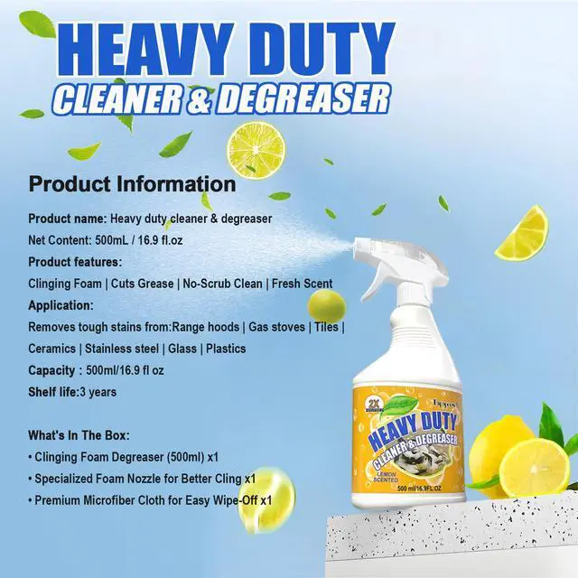 Alt view image 5 of 7 - Clean Up Kitchen Oil Stains Spray,Oven Cleaner Heavy Duty,Kitchen Foam Cleaner & Multipurpose Degreaser Spray, Removes Burnt Residue, Grease & Oil Stains from Pots, Pans and Stovetops