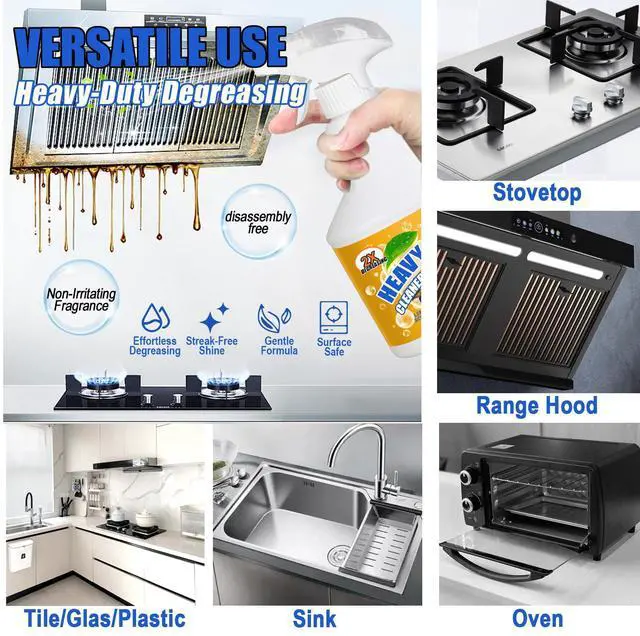 Alt view image 2 of 7 - Clean Up Kitchen Oil Stains Spray,Oven Cleaner Heavy Duty,Kitchen Foam Cleaner & Multipurpose Degreaser Spray, Removes Burnt Residue, Grease & Oil Stains from Pots, Pans and Stovetops
