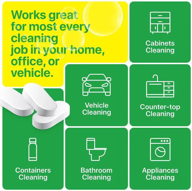 Alt view image 3 of 7 - Multipurpose Cleaning Tablets - Powerful All-Purpose Cleaner for Water Bottles Surfaces - Eco-Friendly and Gentle - 12 Pack Aloe Scented Refill Tablets - for Home Kitchen Office and Vehicles