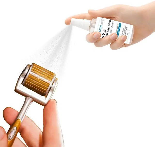Alt view image 3 of 6 - 99% Isopropyl Alcohol Spray Disinfectant, Derma Roller Cleansing Spray, Microneedling Cleaning, Portable Isopropyl Alcohol 99 Percent Sterilizing Solution, Sanitizes on Contact, 1 Oz