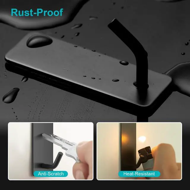 Alt view image 6 of 7 - Small Self Adhesive Hooks for Walls No Damage, 6-Pack Stainless Steel Stick on Hooks for Hanging Towel Key Hat Bag Jewelry, Sticky Hangers for Kitchen Bathroom Door (Black(6pcs))