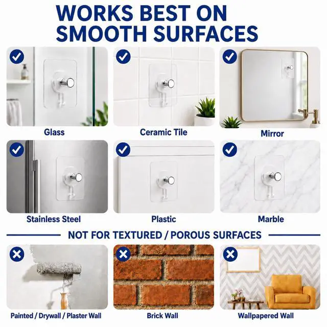 Alt view image 6 of 7 - Picture Hangers Without Nails, Nail Free Wall Hangers,20 Counts Adhesive Wall Hooks for Hanging with Waterproof and Oilproof,13 lbs Load Max