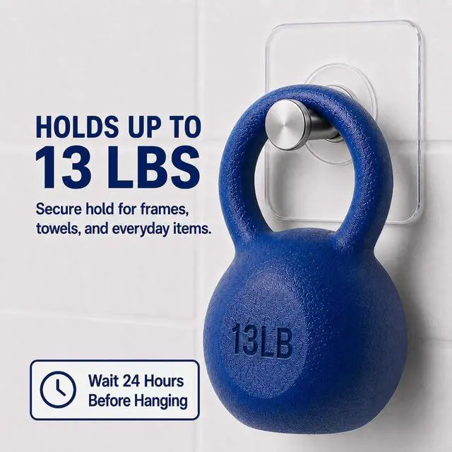 Alt view image 4 of 7 - Picture Hangers Without Nails, Nail Free Wall Hangers,20 Counts Adhesive Wall Hooks for Hanging with Waterproof and Oilproof,13 lbs Load Max