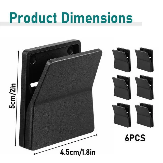 Alt view image 2 of 7 - 6 Pcs Large Self Adhesive Clip, Wall Tapestry Clips No Drilling Towel Holder Adjustable Adhesive Clip for Hanging Bathroom Kitchen Home Office Hotel, Black