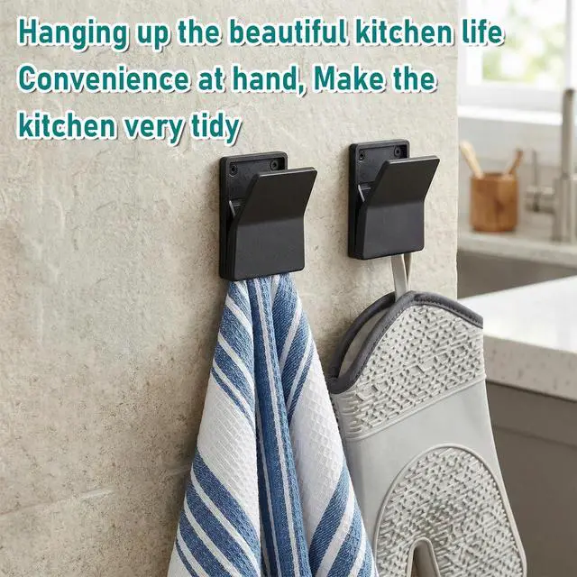 Alt view image 6 of 7 - 6 Pcs Large Self Adhesive Clip, Wall Tapestry Clips No Drilling Towel Holder Adjustable Adhesive Clip for Hanging Bathroom Kitchen Home Office Hotel, Black