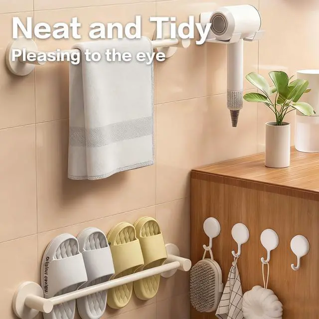 Alt view image 7 of 7 - 4Pcs Self Adhesive Hooks, No Drill Wall Hooks for Hanging Towel Coat Keys - Damage Free Removable Sticky Hooks for Bathroom Kitchen Office Home Organization, White