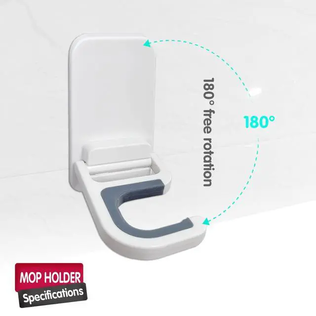 Alt view image 7 of 7 - 3 Pack Broom and Mop Holder Wall Mount, No-Drill Self Adhesive Gripper Hooks, Anti-Slip Organizer for Mop, Broom, Dustpan and Cleaning Tools