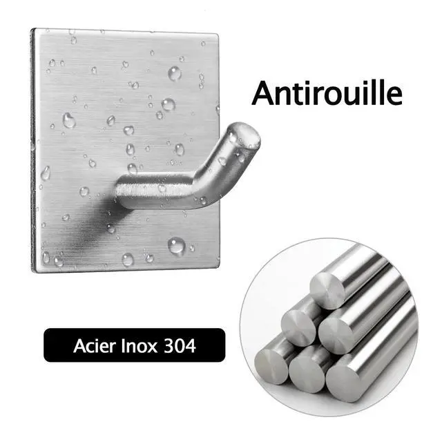 Alt view image 4 of 6 - Heavy Duty Adhesive Hooks, Stick on Wall Adhesive Hangers, Strong Stainless Steel Holder, Self Adhesive Hooks for Kitchen Bathroom Home Door Towel Coat Key Robe 4 Packs Silver