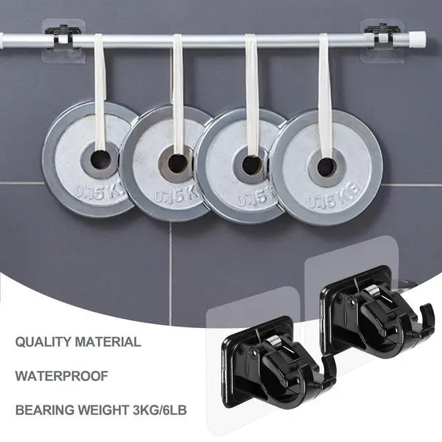 Alt view image 5 of 7 - Curtain Rod Brackets No Drilling, 8 PCS Self Adhesive Curtain Rod Holder Hooks, Hangers for Bathroom Kitchen Home Bathroom & Hotel Use