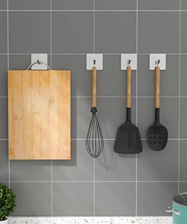 Alt view image 7 of 7 - 6 Pack Adhesive Hooks, 3M Self Adhesive, Metal Wall Sticky Hooks Hanger for Keys Bags Clothes Hat Towel, Kitchen Bath Room Living Room No Drilling Needed