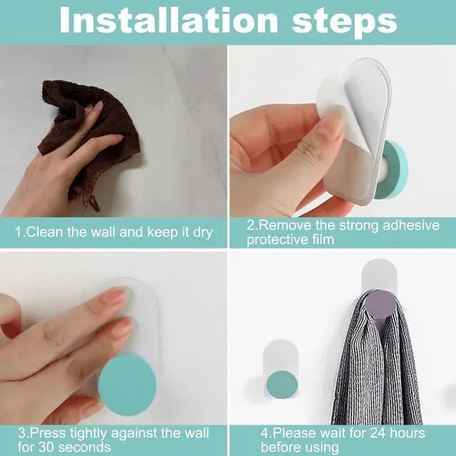 Alt view image 5 of 7 - 5Pcs Self-Adhesive Kids Coat Hooks, Colorful Towel Hooks Wooden Sticky Clothes Hook, Wall Mounted Children's Coat Hooks for Towel, Clothes,Backpacks and Hats(Colorful)