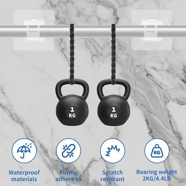 Alt view image 4 of 6 - No Drill Curtain Rod Brackets -8PCS Self Adhesive Curtain Rod Holder - Nail Free Adjustable Curtain Rod Hooks Hangers for Bathroom Kitchen Home Bathroom and Hotel