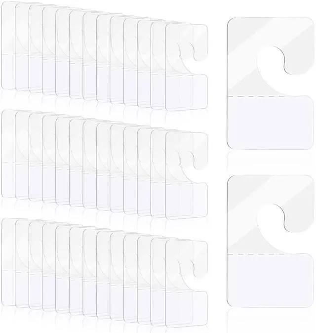 Main image of 200 Pcs Clear Self Adhesive Hang Tabs Hooks, Heavy Duty J-Hook Hanging Tags Clear Plastic Hanger Tags for Retail Display in Business Shop Offices Home