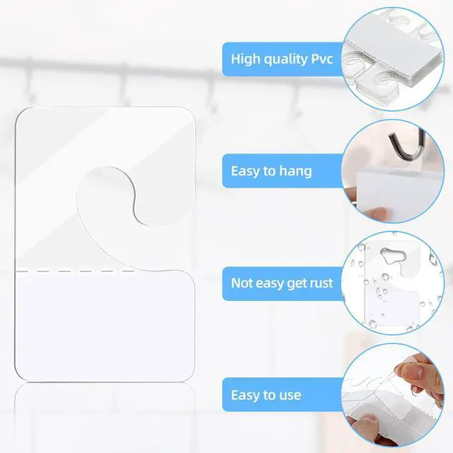 Alt view image 2 of 7 - 200 Pcs Clear Self Adhesive Hang Tabs Hooks, Heavy Duty J-Hook Hanging Tags Clear Plastic Hanger Tags for Retail Display in Business Shop Offices Home