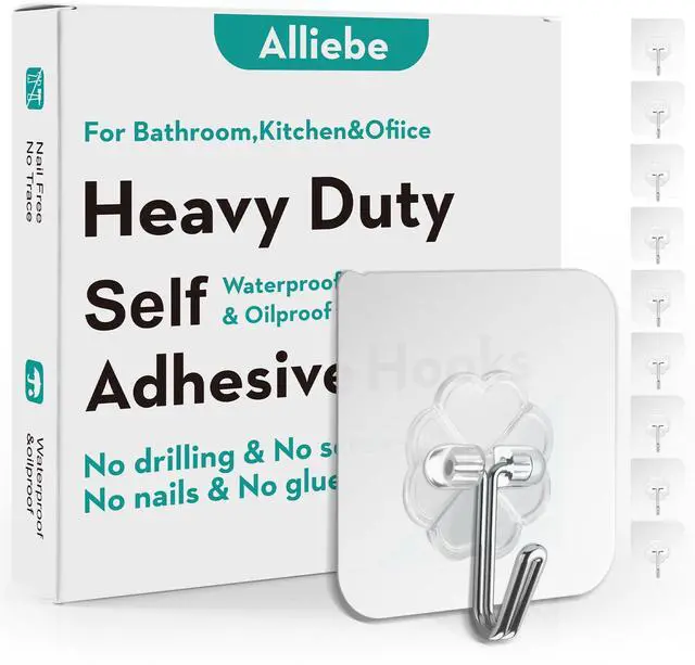 Main image of 30 Pack Wall Heavy Duty 13lb(Max) Self Adhesive Hooks Waterproof Oilproof Hanging Hooks for Bathroom Shower Kitchen Office Outdoor Home Improvement Utility Hook