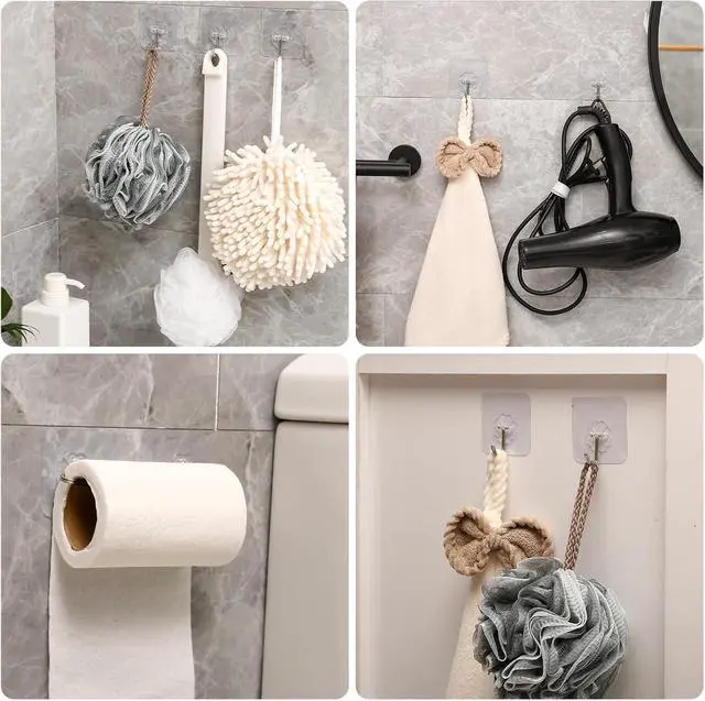 Alt view image 5 of 7 - 30 Pack Wall Heavy Duty 13lb(Max) Self Adhesive Hooks Waterproof Oilproof Hanging Hooks for Bathroom Shower Kitchen Office Outdoor Home Improvement Utility Hook