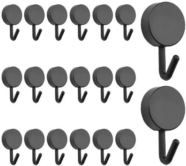 Main image of Self Adhesive Hooks, 20pcs Heavy Duty Plastic Hooks Wall Key Hook Holders Stocking Holder for Home Kitchen Bathroom Office Door (Black