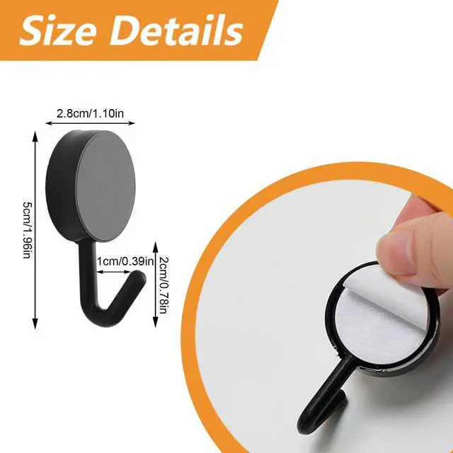 Alt view image 2 of 7 - Self Adhesive Hooks, 20pcs Heavy Duty Plastic Hooks Wall Key Hook Holders Stocking Holder for Home Kitchen Bathroom Office Door (Black