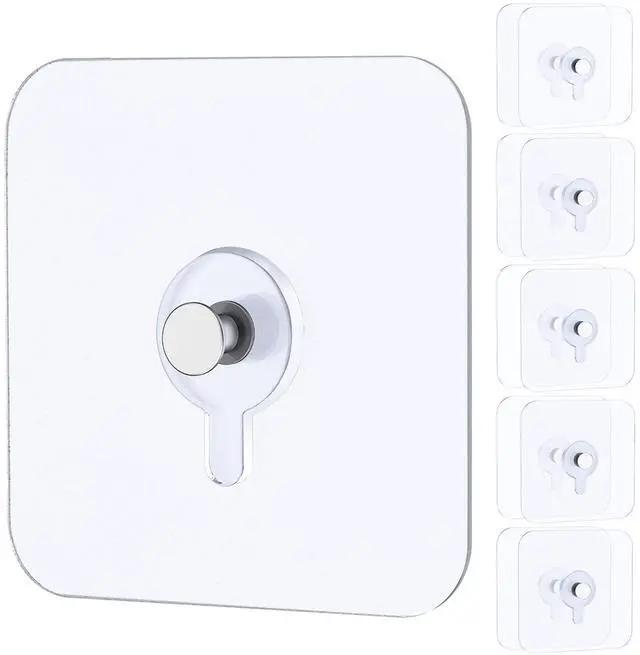 Main image of 10 Pcs Self Adhesive Picture Hooks 40 lbs Load No Drill Screw Stickers 2.64" Heavy Duty Picture Hangers Without Nails Wall Hooks for Hanging Waterproof Frame Hangers Sticky Hooks for Bathroom