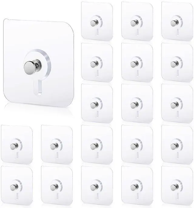 Main image of 20 Pcs Self Adhesive Wall Hooks No Drill Hooks for Hanging, No-Trace Sticker Frame Hangers Without Nails for Mount Wall Shelf, Heavy Duty Adhesive Wall Hooks for Kitchen, Bathroom