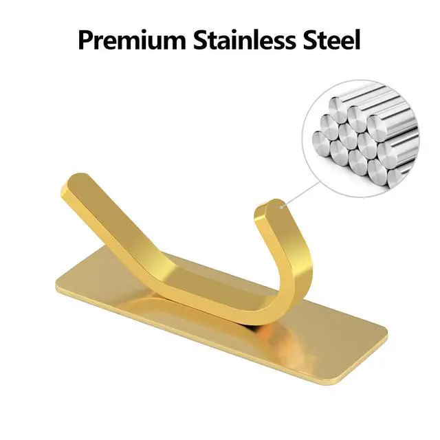 Alt view image 5 of 5 - Self Adhesive Hook, Bathroom Hooks for Towels, Sticky Hooks for Robe, Coat Hooks in Shower Wall(Gold, 4 Pack)